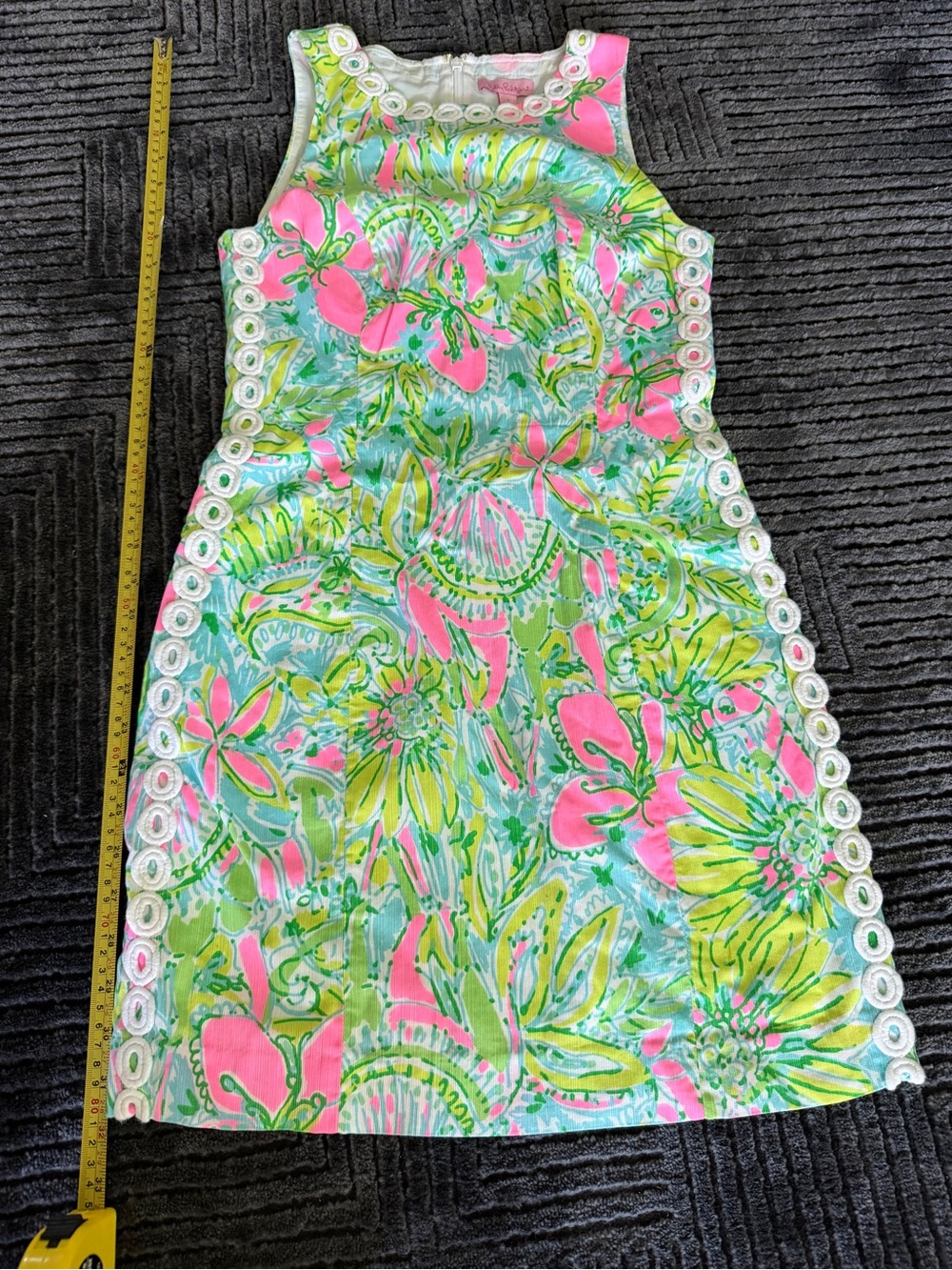 Lilly Pulitzer Pink & Lime Green Floral Eyelet Dress - Picture 1 of 5